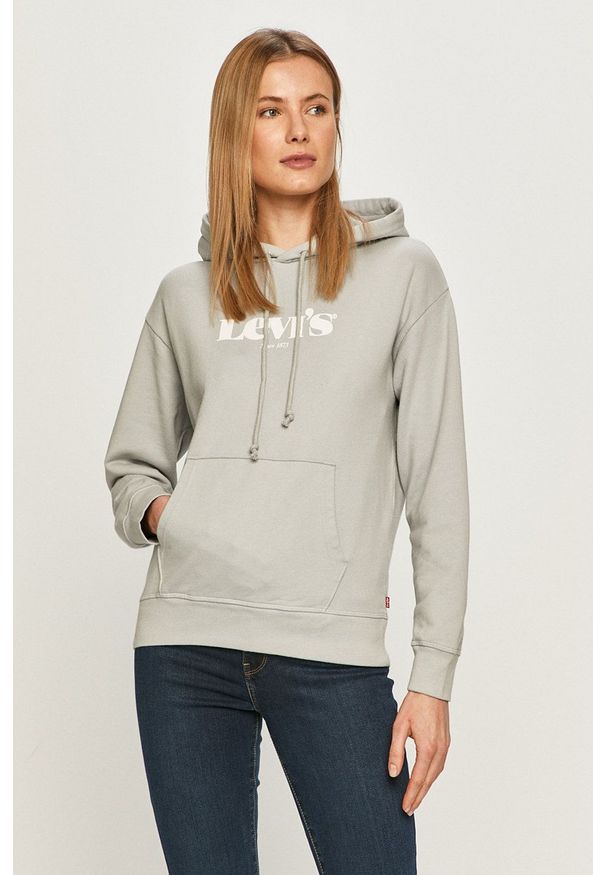 Levi's® - Levi's - Bluza bawełniana. Okazja: na spotkanie biznesowe. Kolor: szary. Materiał: bawełna. Długość rękawa: długi rękaw. Długość: długie. Wzór: nadruk. Styl: biznesowy