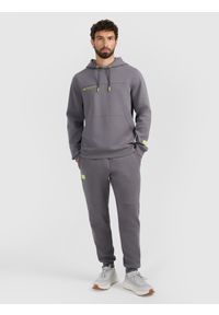 4f - 4F Bluza dresowa nierozpinana z kapturem męska - szara XL. Okazja: na co dzień. Typ kołnierza: kaptur. Kolor: szary. Materiał: dresówka. Styl: casual #2