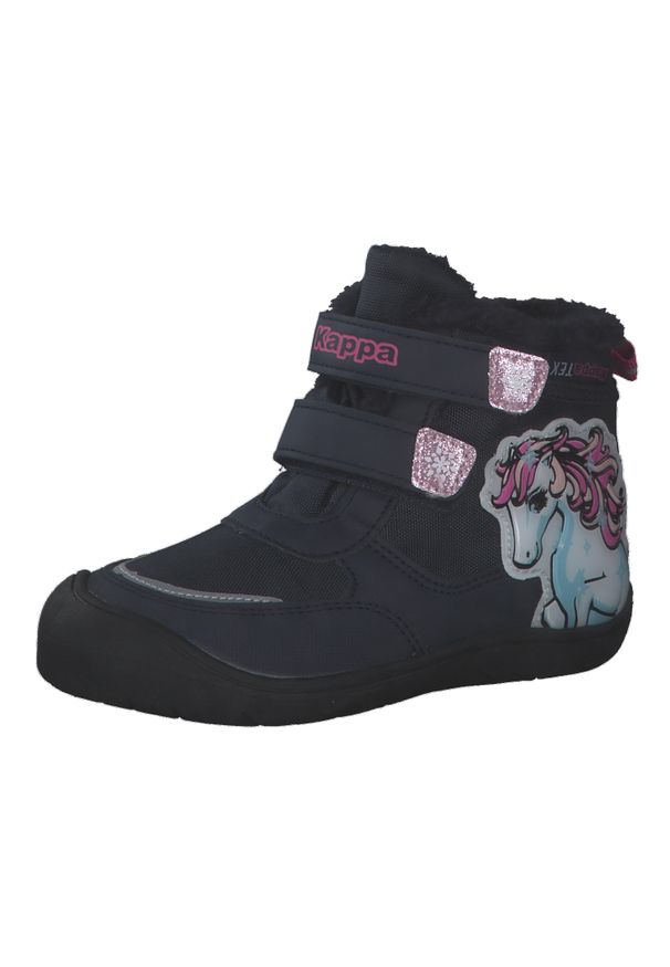 Buty dla dzieci Kappa Flake Tex. Wysokość cholewki: za kostkę. Kolor: niebieski, różowy, wielokolorowy. Materiał: syntetyk, tkanina, materiał. Szerokość cholewki: normalna. Sport: turystyka piesza