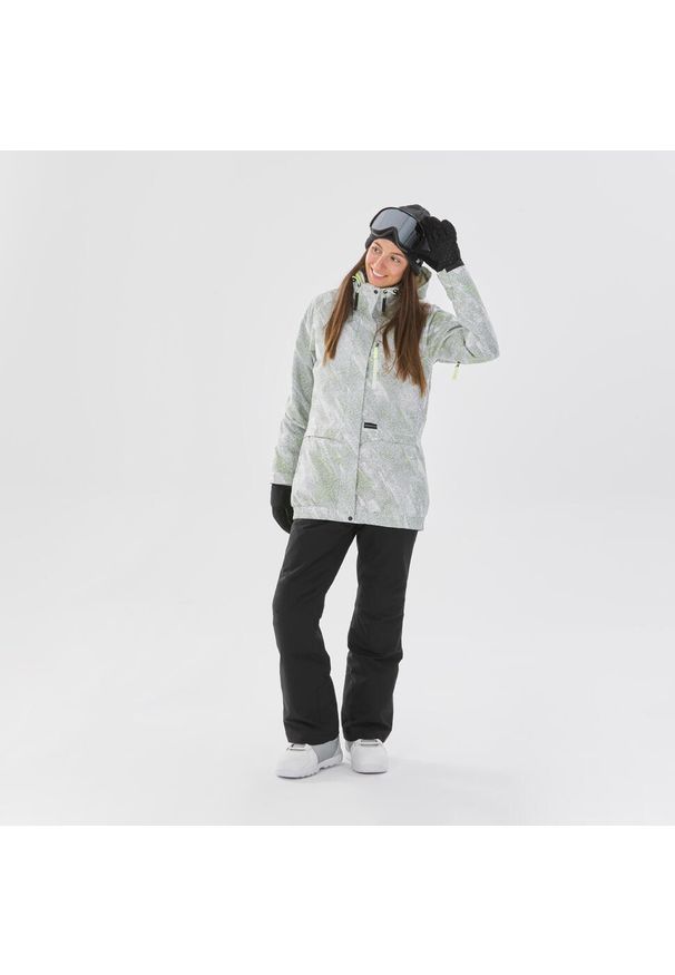 DREAMSCAPE - Kurtka snowboardowa damska Dreamscape SNB 100. Kolor: biały. Materiał: materiał. Sport: snowboard
