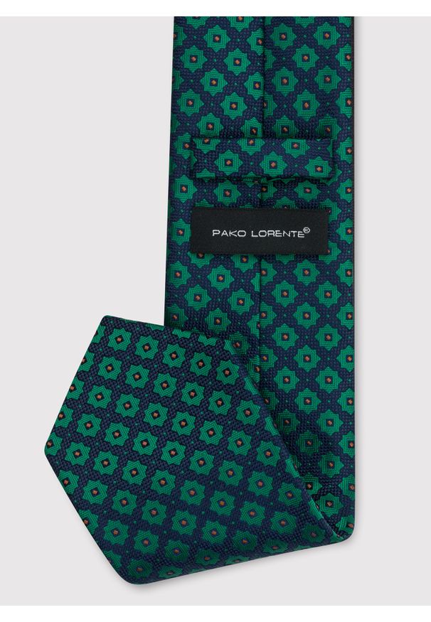 Pako Lorente - PAKO LORENTE – Zielony wzorzysty krawat męski. Kolor: zielony. Materiał: poliester