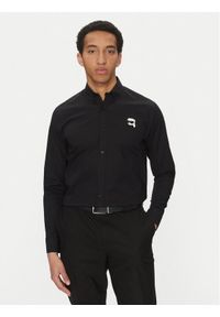 Karl Lagerfeld - KARL LAGERFELD Koszula 605911 552671 Czarny Slim Fit. Typ kołnierza: dekolt w karo. Kolor: czarny. Materiał: bawełna