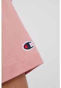 Champion t-shirt bawełniany kolor różowy. Okazja: na co dzień. Kolor: różowy. Materiał: bawełna. Wzór: aplikacja. Styl: casual