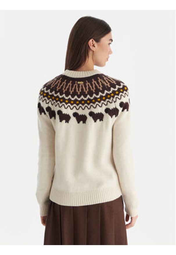 Hunter Sweter Ashie HARW0074251 Beżowy Regular Fit. Kolor: beżowy. Materiał: wełna