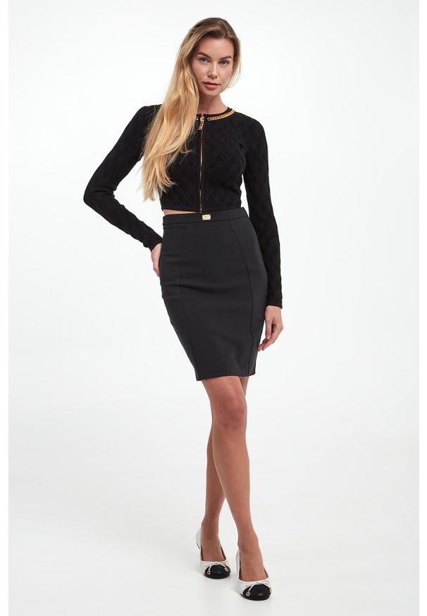 Elisabetta Franchi - Sweter/kardigan damski zapinany na zamek ELISABETTA FRANCHI