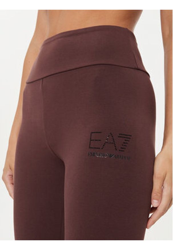 EA7 Emporio Armani Legginsy 6DTP68 TJQFZ 1755 Brązowy Slim Fit. Kolor: brązowy. Materiał: bawełna