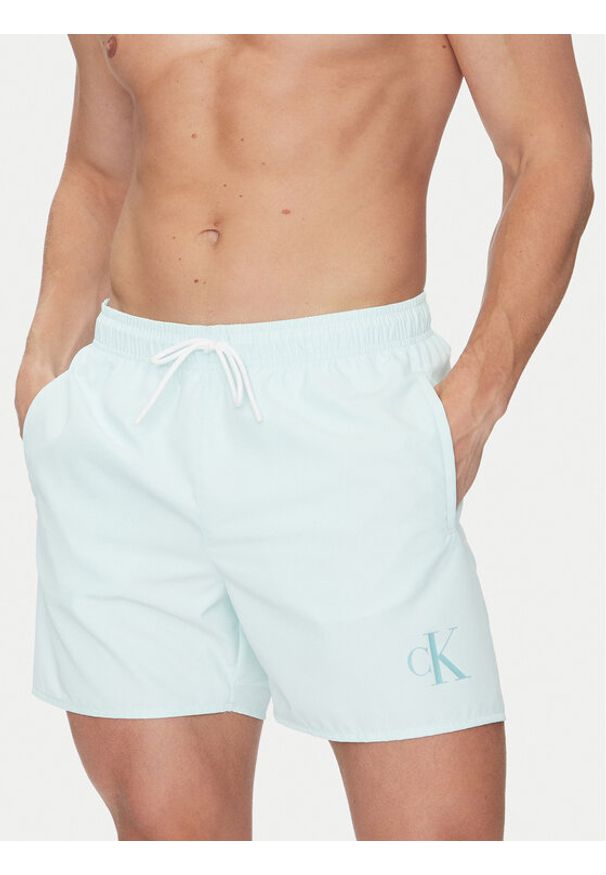 Calvin Klein Swimwear Szorty kąpielowe KM0KM01101 Zielony Regular Fit. Kolor: zielony. Materiał: syntetyk