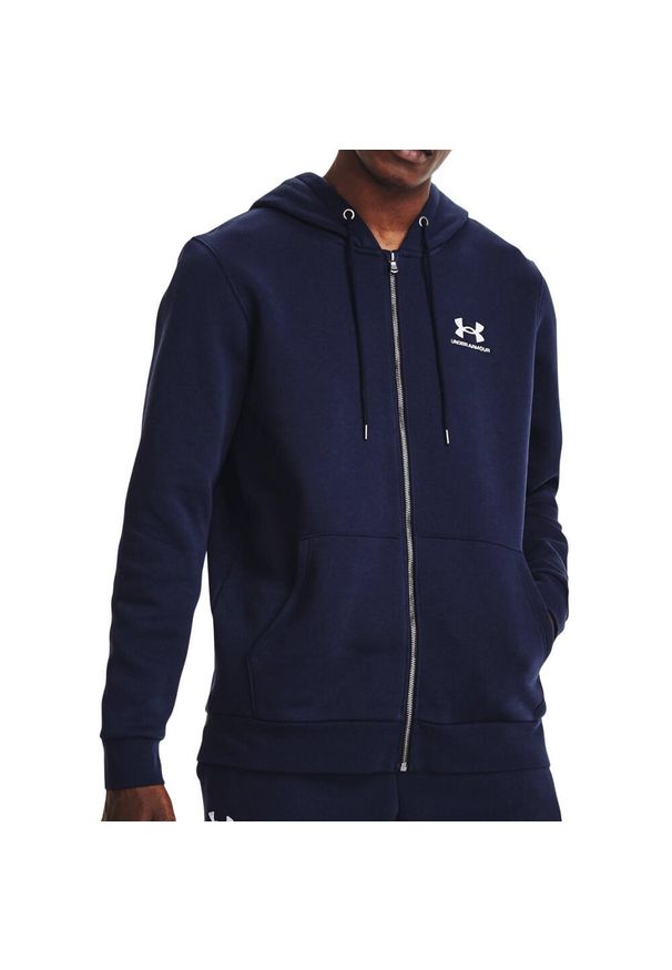 Bluza z kapturem z pełnym zamkiem błyskawicznym Under Armour Essential Fleece. Typ kołnierza: kaptur. Kolor: biały, niebieski, wielokolorowy. Sport: bieganie