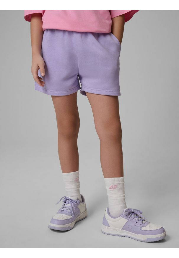 4f - 4F Spodenki dresowe dziewczęce - fioletowe 164 (13-14 lat). Kolor: fioletowy. Materiał: dresówka. Sezon: lato