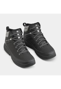 quechua - Buty turystyczne męskie Quechua SH100 Mid wodoodporne. Kolor: czarny, szary, wielokolorowy. Materiał: kauczuk, materiał. Szerokość cholewki: normalna. Sezon: zima. Sport: turystyka piesza