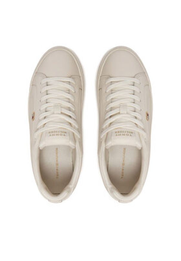 TOMMY HILFIGER - Tommy Hilfiger Sneakersy Icon Court Sneaker Flag FW0FW08327 Écru. Materiał: skóra