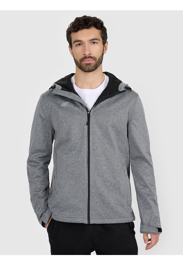 4f - 4F Kurtka softshell wiatroodporna membrana 5 000 męska - szara 3XL. Typ kołnierza: kaptur, kołnierzyk stójkowy. Kolor: szary. Materiał: softshell. Technologia: Windstopper. Sezon: zima. Sport: wspinaczka