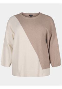 Zizzi Sweter M61187D Beżowy Regular Fit. Kolor: beżowy. Materiał: syntetyk #4