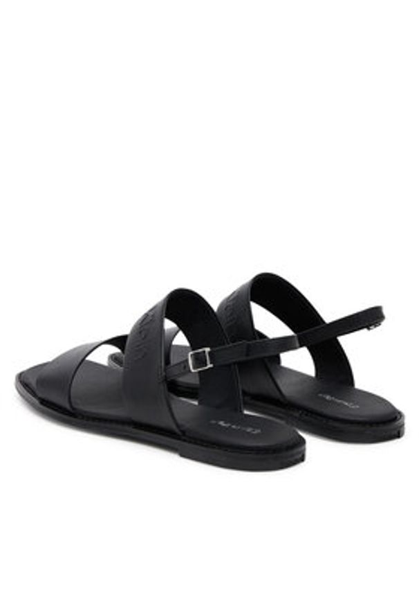 Calvin Klein Sandały Flat Sandal - He HW0HW02377 Czarny. Kolor: czarny. Materiał: skóra