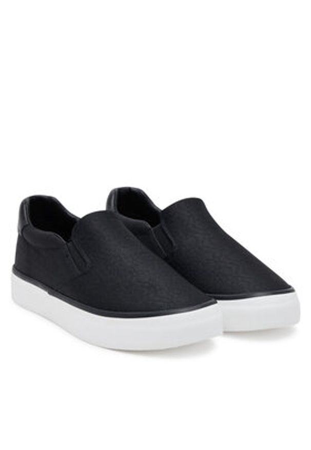 Calvin Klein Tenisówki Vulc Slip On - Jacq HW0HW02411 Czarny. Zapięcie: bez zapięcia. Kolor: czarny. Materiał: skóra