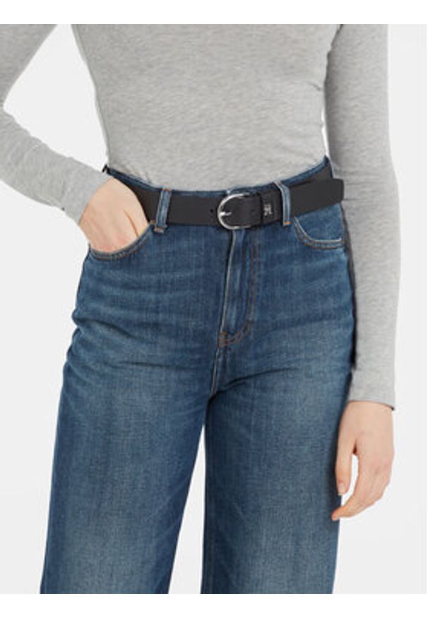 TOMMY HILFIGER - Tommy Hilfiger Pasek Damski Th Timeless 3.5 AW0AW15387 Czarny. Kolor: czarny. Materiał: skóra