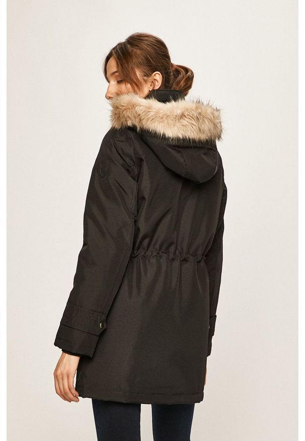 Vero Moda - Kurtka. Kolor: czarny. Materiał: futro, materiał. Wzór: gładki