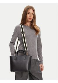 TOMMY HILFIGER - Tommy Hilfiger Torebka Th Logotape Mini Tote AW0AW17448 Czarny. Kolor: czarny. Materiał: skórzane