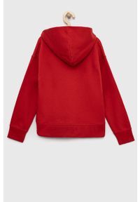 GAP bluza dziecięca x Disney kolor czerwony z kapturem z nadrukiem. Typ kołnierza: kaptur. Kolor: czerwony. Materiał: materiał. Wzór: nadruk, motyw z bajki #3