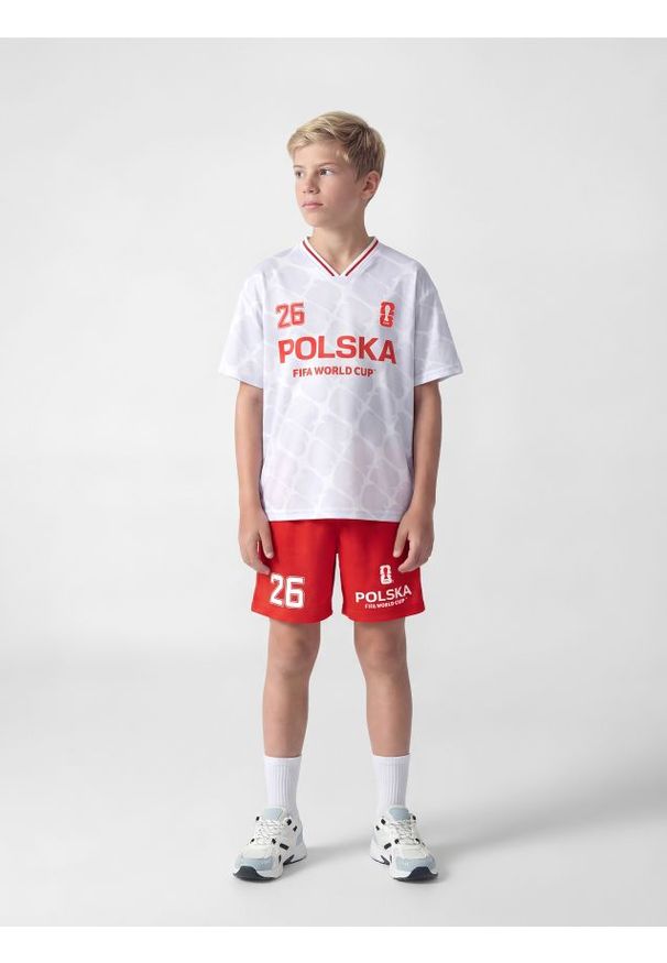 Reserved - Komplet FIFA World Cup Polska - biały. Kolor: biały. Materiał: dzianina. Wzór: gładki
