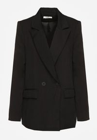 Renee - Czarna Marynarka Dwurzędowa o Kroju Oversize Clasora. Typ kołnierza: golf. Kolor: czarny. Materiał: poliester. Styl: klasyczny #3