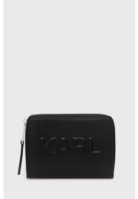Karl Lagerfeld Portfel skórzany damski kolor czarny. Kolor: czarny. Materiał: skóra. Wzór: gładki