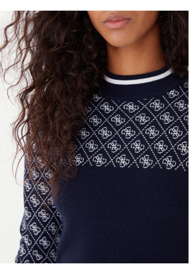 Guess Sweter W5BR24 Z3JD2 Granatowy Slim Fit. Kolor: niebieski. Materiał: syntetyk