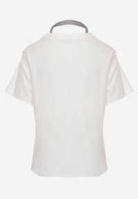 Born2be - Biały T-shirt z Bawełny w Klasycznym Stylu z Apaszką Bluestel. Okazja: na co dzień, na spotkanie biznesowe, do pracy. Kolor: biały. Materiał: bawełna. Długość: długie. Styl: klasyczny #4