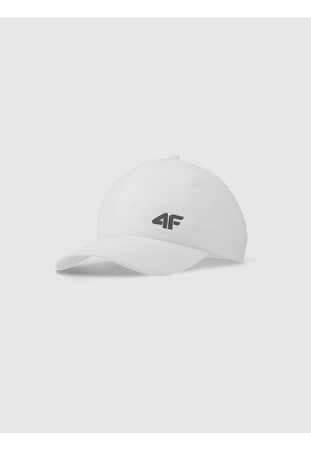 4f - 4F Czapka z daszkiem strapback dziecięca - biała Uniwersalny. Kolor: biały. Materiał: syntetyk, materiał. Sezon: lato. Styl: klasyczny, sportowy
