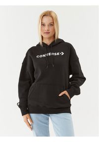 Converse Bluza Wordmark Fleece Hoodie Emb 10025690-A06 Czarny Regular Fit. Kolor: czarny. Materiał: bawełna