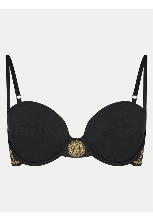 VERSACE - Versace Biustonosz z fiszbiną Greca 1000655 Czarny. Kolor: czarny. Materiał: bawełna