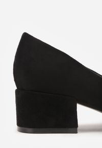 Born2be - Czarne Klasyczne Czółenka na Obcasie ze Skórzaną Wkładką Savira. Okazja: na spotkanie biznesowe. Kolor: czarny. Materiał: skóra. Obcas: na obcasie. Styl: klasyczny. Wysokość obcasa: niski #8