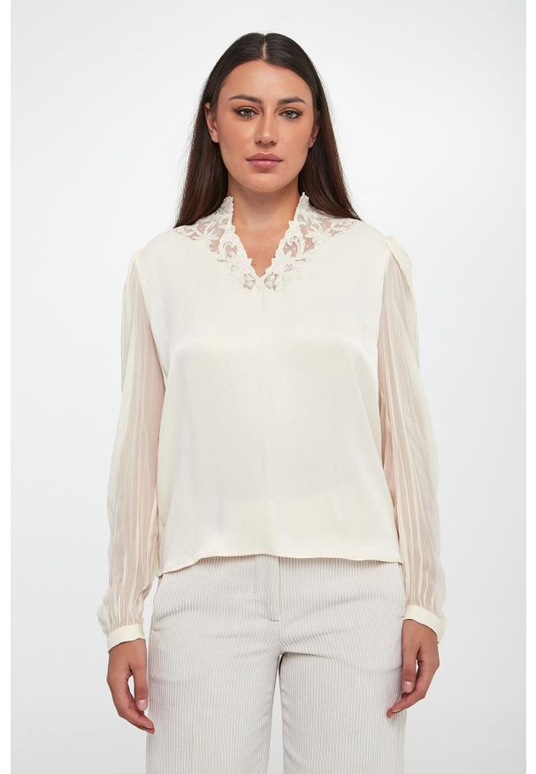 Twinset Milano - Bluzka damska z wiskozowej krepy TWINSET. Materiał: wiskoza