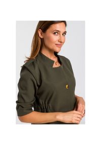 Stylove - Sukienka marynarka elegancka żakietowa asymetryczna midi zielona. Okazja: do pracy, na spotkanie biznesowe. Kolor: zielony. Typ sukienki: asymetryczne. Styl: elegancki. Długość: midi