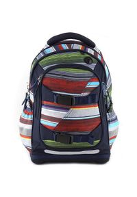 Target Docelowy plecak szkolny, Ciemnoniebieski w kolorowe paski. Kolor: niebieski. Wzór: paski, kolorowy #1