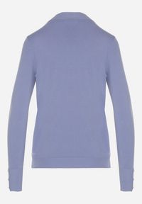 Born2be - Niebieski Dopasowany Golf z Aplikacjami przy Dekolcie i Rękawach Unella. Typ kołnierza: golf. Kolor: niebieski. Materiał: jeans. Wzór: aplikacja. Styl: elegancki #3