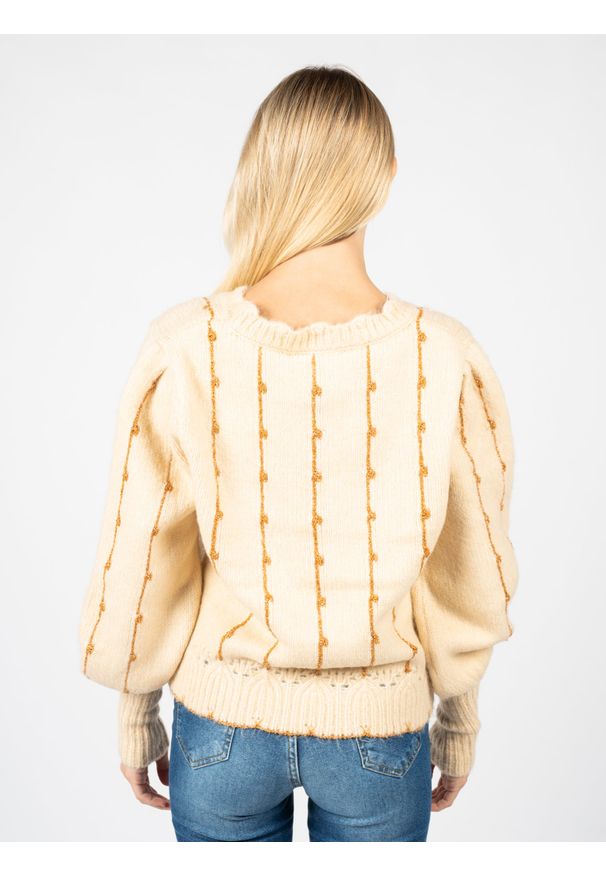 Silvian Heach Sweter "Kuina" | PGA22187 | Kobieta | Beżowy, Kremowy. Kolor: beżowy, wielokolorowy, kremowy. Materiał: wełna, poliester, nylon, akryl. Długość: krótkie. Wzór: aplikacja