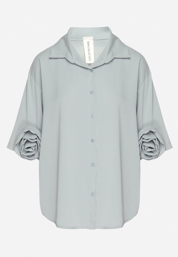 Born2be - Jasnozielona Koszula z Aplikacjami Kwiatów 3D Tenemara. Okazja: na co dzień. Typ kołnierza: kołnierzyk klasyczny. Kolor: zielony. Materiał: jeans. Długość rękawa: długi rękaw. Długość: długie. Wzór: aplikacja, kwiaty. Styl: klasyczny, casual