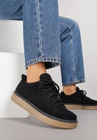 Born2be - Czarne Sneakersy na Kauczukowej Podeszwie Lurrive. Kolor: czarny. Materiał: kauczuk