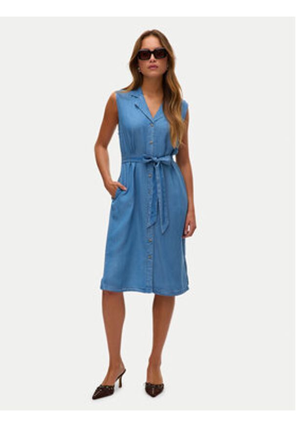 Vero Moda Sukienka letnia Bree 10304888 Niebieski Regular Fit. Kolor: niebieski. Materiał: lyocell. Sezon: lato