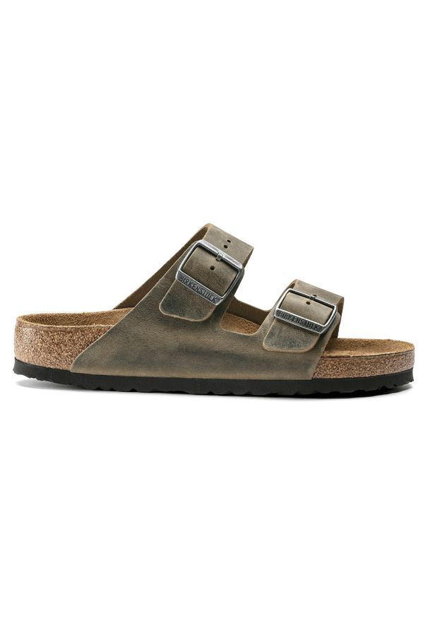 Birkenstock - BIRKENSTOCK ARIZONA FL WB FADED Klapki męskie khaki. Okazja: na co dzień, na spacer, do pracy. Kolor: zielony. Styl: casual