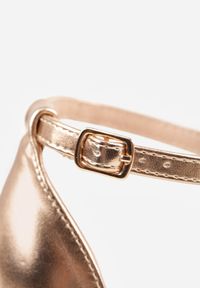 Born2be - Szampańskie Sandały VICES na Platformie i Słupku ze Skórzaną Wkładką Phelusa. Okazja: na wesele, do pracy, na spotkanie biznesowe, na ślub cywilny. Zapięcie: pasek. Kolor: złoty. Materiał: skóra. Obcas: na platformie. Styl: biznesowy. Wysokość obcasa: średni #3