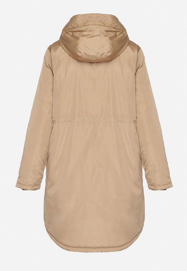 Born2be - Ciemnobeżowa Klasyczna Kurtka Parka z Futrzaną Wyściółką Olenevia. Okazja: na co dzień. Kolor: beżowy. Materiał: futro. Styl: klasyczny