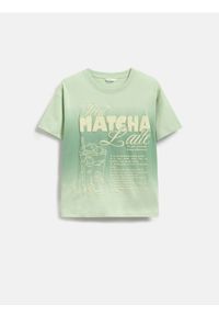 Reserved - Luźny t-shirt z nadrukiem - jasnozielony. Kolor: zielony. Materiał: bawełna. Wzór: nadruk #1