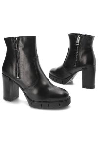 Czarne Botki Damskie Tamaris Skórzane Modne Obuwie. Kolor: czarny. Materiał: skóra. Szerokość cholewki: normalna. Wzór: aplikacja. Styl: klasyczny #3