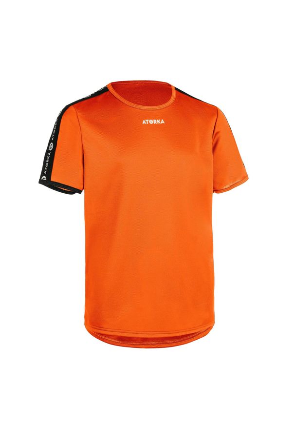 ATORKA - Koszulka do piłki ręcznej dla dzieci Atorka H100. Kolor: pomarańczowy, czarny, wielokolorowy. Materiał: poliester, materiał. Sport: fitness