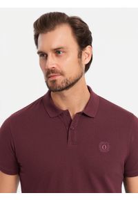 Ombre Clothing - Komplet męskich bawełnianych t-shirtów polo BASIC – biały/bordowy/ciemnoniebieski V4 - Rozmiar: S. Typ kołnierza: polo. Kolor: czerwony. Materiał: bawełna. Wzór: haft. Styl: klasyczny, sportowy #8