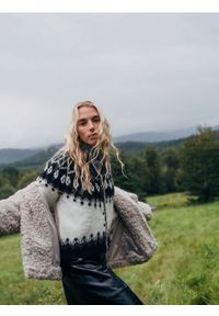 Reserved - Wzorzysty kardigan - wielobarwny. Materiał: dzianina, wełna #1