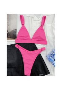 Intica - Strój kąpielowy z kółeczkami i regulowanymi ramiączkami na plażę i basen Shouko. Kolor: różowy. Materiał: tkanina