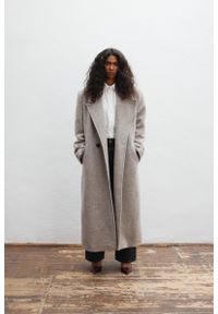 Marsala - Wełniany trencz w kolorze BEIGE MELANGE - TESORO-XS. Materiał: wełna. Długość: długie. Wzór: melanż, gładki. Styl: elegancki, klasyczny #1